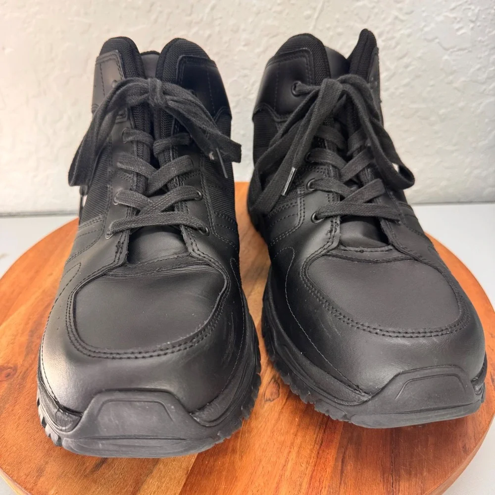 Dr Scholl's Careers Mens 13W Black Leather Tactical Work‎ Boots Wide MNDS42CL003